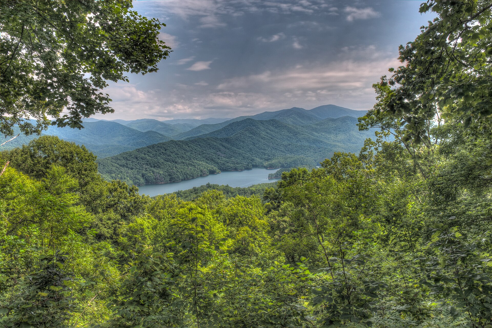 Fontana Lake on a clear day